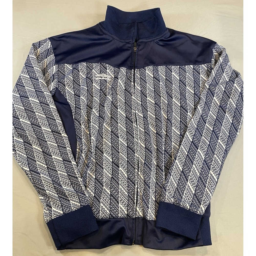Umbro Jacket Mens Medium Blue‎ Polyester Mock Neck Full Zip United States Logo